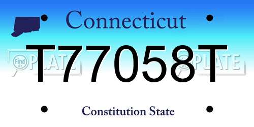 T77058T Connecticut License Plate