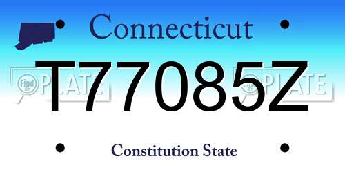 T77085Z Connecticut License Plate