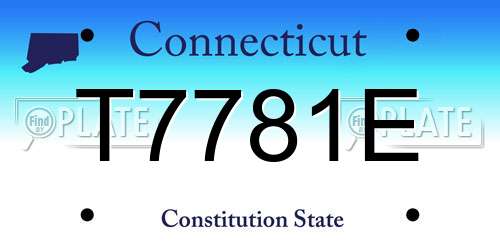 T7781E Connecticut License Plate