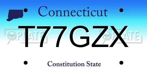 T77GZX Connecticut License Plate