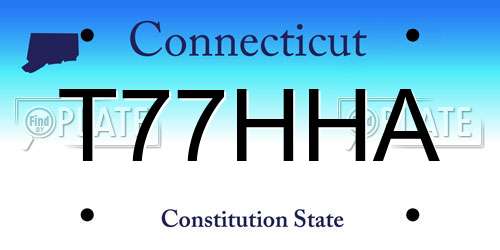 T77HHA Connecticut License Plate