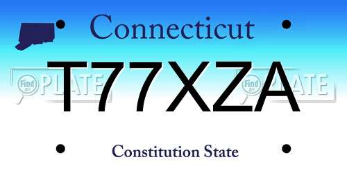 T77XZA Connecticut License Plate