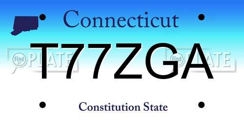 T77ZGA Connecticut License Plate
