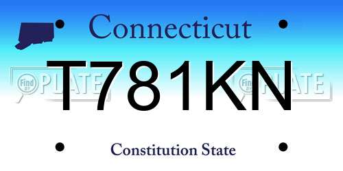T781KN Connecticut License Plate