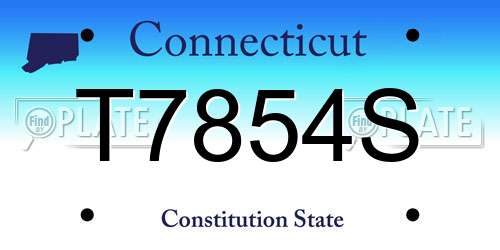 T7854S Connecticut License Plate