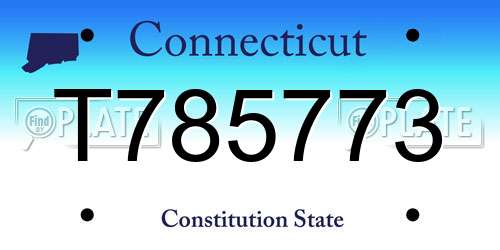 T785773 Connecticut License Plate