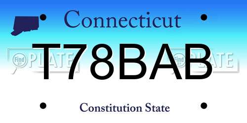 T78BAB Connecticut License Plate