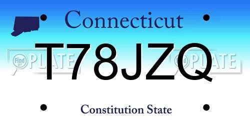 T78JZQ Connecticut License Plate