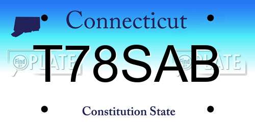 T78SAB Connecticut License Plate