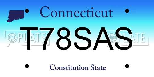 T78SAS Connecticut License Plate