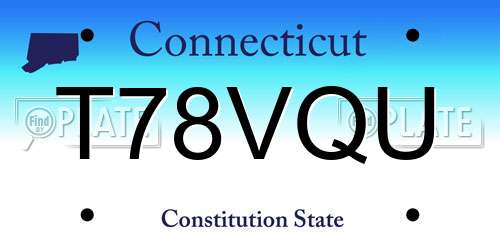 T78VQU Connecticut License Plate
