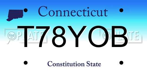 T78YOB Connecticut License Plate