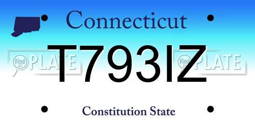 T793IZ Connecticut License Plate