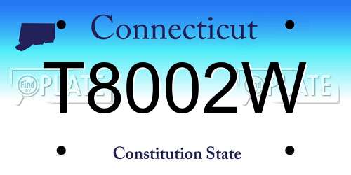 T8002W Connecticut License Plate