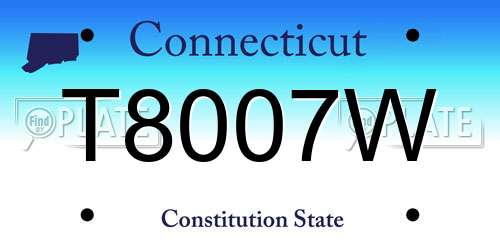 T8007W Connecticut License Plate
