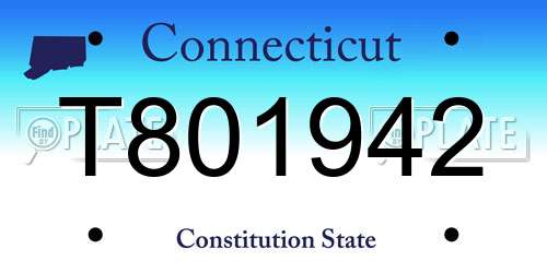 T801942 Connecticut License Plate