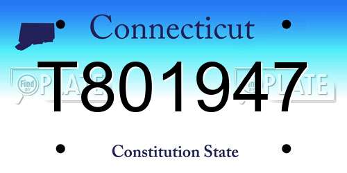 T801947 Connecticut License Plate