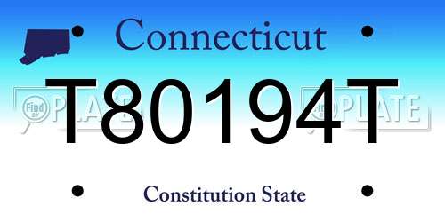 T80194T Connecticut License Plate