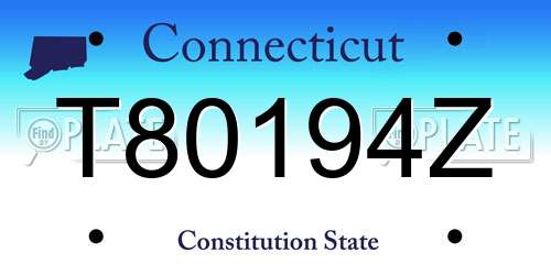 T80194Z Connecticut License Plate