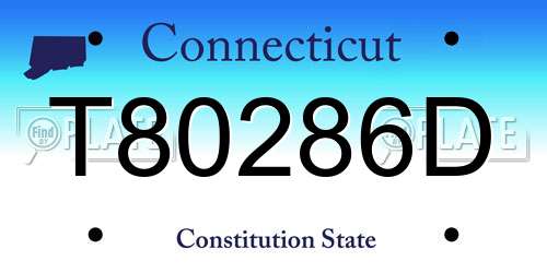 T80286D Connecticut License Plate