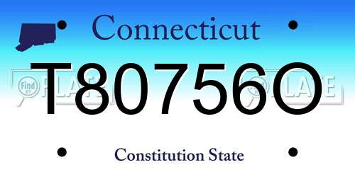 T80756O Connecticut License Plate