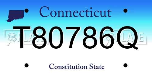 T80786Q Connecticut License Plate