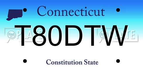 T80DTW Connecticut License Plate