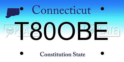 T80OBE Connecticut License Plate
