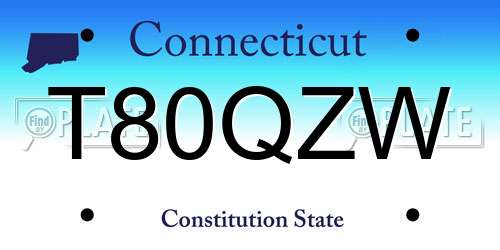 T80QZW Connecticut License Plate