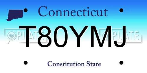 T80YMJ Connecticut License Plate
