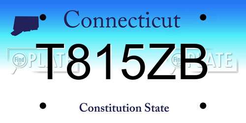 T815ZB Connecticut License Plate