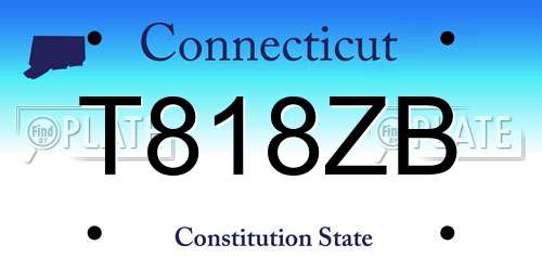 T818ZB Connecticut License Plate