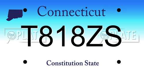 T818ZS Connecticut License Plate