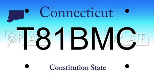 T81BMC Connecticut License Plate