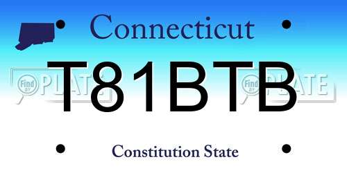 T81BTB Connecticut License Plate