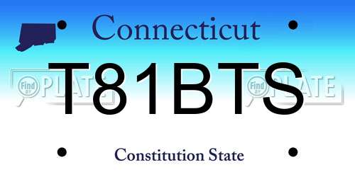 T81BTS Connecticut License Plate