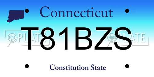 T81BZS Connecticut License Plate