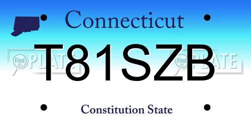 T81SZB Connecticut License Plate