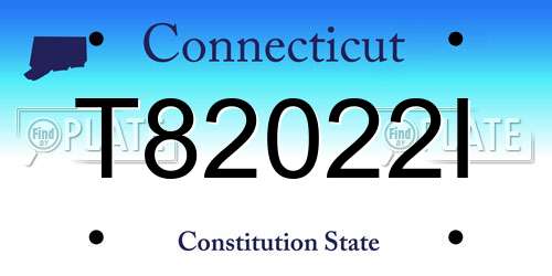 T82022I Connecticut License Plate