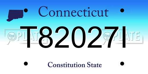 T82027I Connecticut License Plate