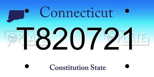 T820721 Connecticut License Plate