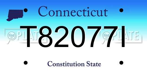 T82077I Connecticut License Plate
