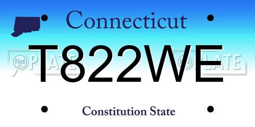 T822WE Connecticut License Plate