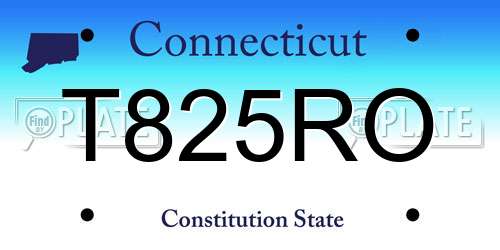T825RO Connecticut License Plate