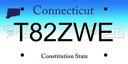 T82ZWE Connecticut License Plate