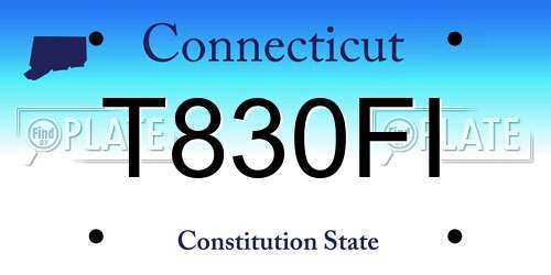 T830FI Connecticut License Plate