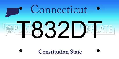 T832DT Connecticut License Plate