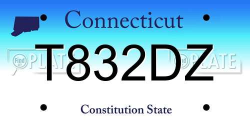 T832DZ Connecticut License Plate