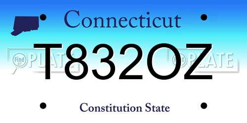 T832OZ Connecticut License Plate