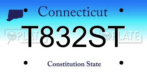 T832ST Connecticut License Plate